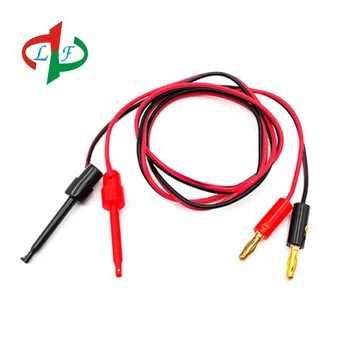 1 Par de Enchufe tipo Banana de 4 mm para la conexión Eléctrica Clip de Cable de Plomo Chapados en Oro Para cables de Prueba del Multímetro Conector del Cable Rojo Negro