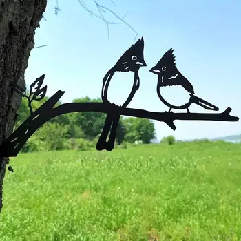1pc Metal Cardenal Pájaro En Una Rama de Árbol, de Arte, de Acero Siluetas de Animales, Jardín, Patio de Decoración