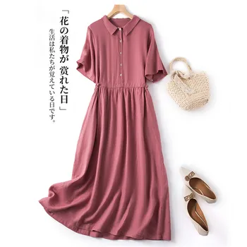 2023 Nueva Llegada Estilo Japonés Chic de la Niña Suelta Verano Blusa Vestido de Señora de la Oficina de Trabajo Vestido de las Mujeres de la Moda de los Viajes de Vestir: Casual