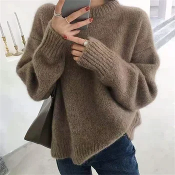 2023 Otoño Invierno Suéter De La Moda Suelto Tejido Jersey Suéter De Las Mujeres Puentes De Manga Larga De Mujer 