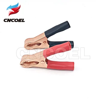 2pcs pinzas de Cocodrilo Aislado Mango de Plástico del Cable de la Prueba de Plomo Metal pinzas de Cocodrilo Pinzas 50A Rojo + Negro 80mm