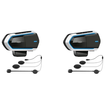 2X B35 Motocicleta Intercomunicador Micrófono, Bluetooth 5.0 Casco Auricular Interfono, Radio FM Sonido HI-FI de Calidad Siri Azul