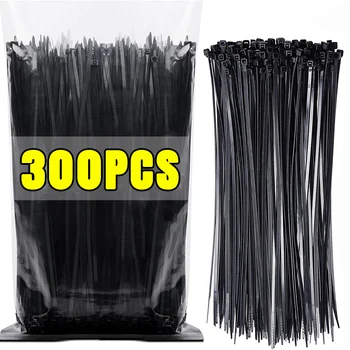 300/100Pcs Cables de Nylon Ajustable Auto-bloqueo de Cable de Lazos Correas de Sujeción de Bucle de Plástico Reutilizables amarres de Alambre De la Oficina en Casa