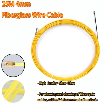 30Mx4.5 mm de Fibra de vidrio Cable Eléctrico Empuje Tiradores Amarillo Rojo Azul Carrete de Cable Conducto de la Serpiente Rodder Peces Cinta de Alambre Roscado Herramienta de Ayuda