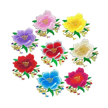 3PCS Flor Peonía Bordado de Parches de adornos Florales Apliques Motivo Cheongsam DIY de Costura en los Parches de los Accesorios de Vestir