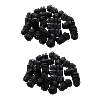 40 Piezas de Plástico Negro Impermeable de la Glándula de Cable Conector PG7