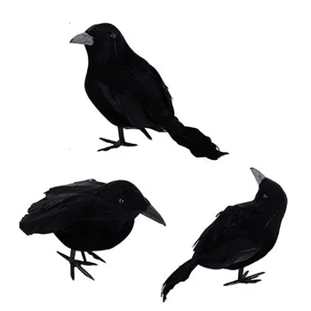 6pc Simulación Falso de Aves Realista de Halloween Cuervo Negro Modelo de la Decoración del Hogar de los Animales de Miedo Juguetes llamativos Ligero
