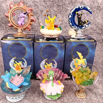 6pcs/Set Pokemon Eevee Familia Super Lindo Dormir Caja de Cristal de Hadas Pelota de Juguete Muñeca Decoración Dar a los Niños El Mejor Regalo