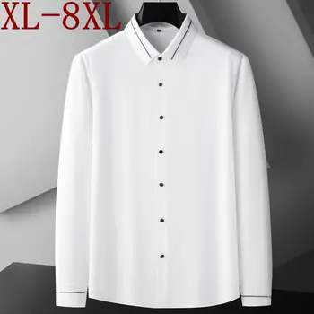 8XL 7XL 6XL 2023 Otoño de Lujo de Alta calidad de la Camisa de los Hombres de Manga Larga para Hombre Vestido de los Negocios Sociales de la Marca Camisas Sueltas chemise homme