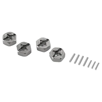 Aleación de aluminio de 12 mm de Strings cubo de la Rueda Hexagonal Adaptador de Mejoras para Wltoys 144001 1/14 RC Piezas de Repuesto de Coches,Gris