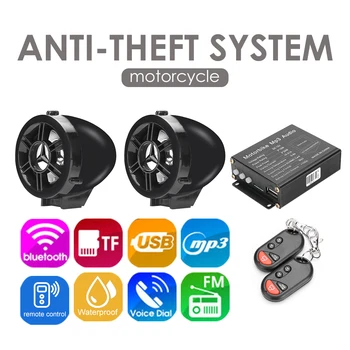 Control remoto de la Motocicleta Anti Robo Sistema de Alarma Impermeable MP3 Radio FM Bluetooth-compatible Altavoz Amplificador Estéreo Sistema de