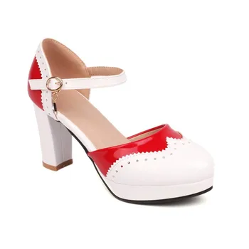 De gran tamaño Oversize de Gran tamaño de la plataforma zapatos de Tacón Grueso Lady Mary Jane shoes simples y elegantes zapatos de mujer con diseño