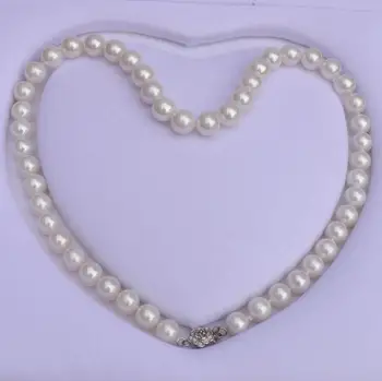 de lujo Auténticas Perlas de 9-10mm brillante luz natural de la perla del collar de la joyería fina