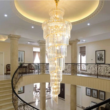 De lujo de Gran tamaño del LED lámpara de Araña de Cristal de la Suspensión Colgante Colgante de Luz Villa Hotel Escalera de Arte de la Luminaria Salón Decoración de la Lámpara