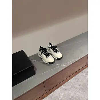 El diseñador de 23s Nuevo Cojín de Aire Zapatos de las Mujeres de Cuero Genuino Casual Zapatos Deportivos con Elevado Contraste de Color en el Interior de los Zapatos de Papá
