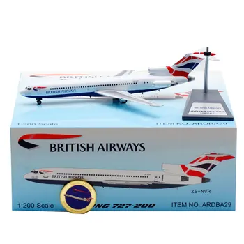 Fundido a presión 1/200 Escala de British Airways B727-200 ZS-NVR Material de la Aleación Modelo de Simulación de Aviones de Souvenirs Adornos de Juguete de la Pantalla