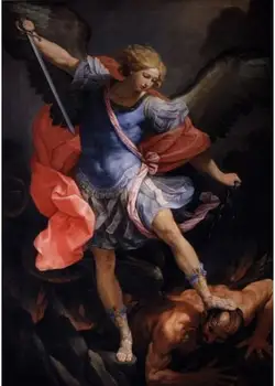 Guido Reni: El Arcángel san Miguel Venciendo a Satanás SEDA CARTEL de la pintura Decorativa 24x36inch