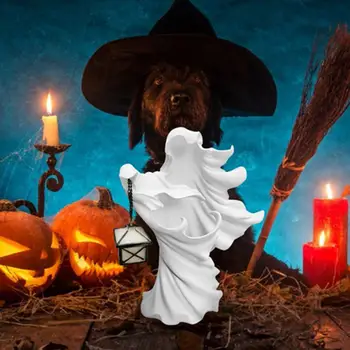 Halloween Decoración Linterna de Resina Única Bruja Estatua Infierno Mensajero Fantasma sin Rostro de la Escultura con la Linterna de Halloween