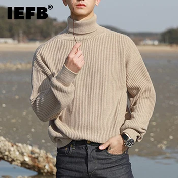IEFB Suéter de Otoño de Ropa de Invierno para Hombres Jersey de Cuello Alto Suelto de la Moda Casual de Estilo coreano de punto Sudaderas 2023 Nueva 9C1902