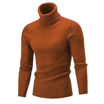 Invierno de los Hombres Suéter de Slim Fit Reversible Jersey de Cuello Alto Fondo Trenzado de Manga Larga de punto Caliente