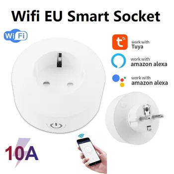 La UE 10A Smart Wifi Enchufe de Alimentación Inteligente de conexión Wifi a Toma de corriente de Trabajo con Alexa principal de Google Asistente Tuya la Vida Inteligente de la APLICACIÓN