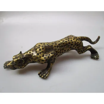 Largo de 15 pulgadas!!! De Bronce Chino antiguo tallado de leopardo escultura, coleccionables, antigüedades leopard estatua, regalo de navidad