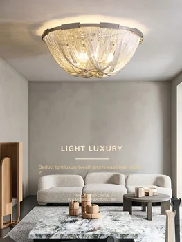 LED Lámpara de Techo de Lujo Moderno Diseño Creativo de la Borla de Aluminio de la Cadena de Interiores Accesorios de Dormitorio, Sala de estar, Luz Decorativa