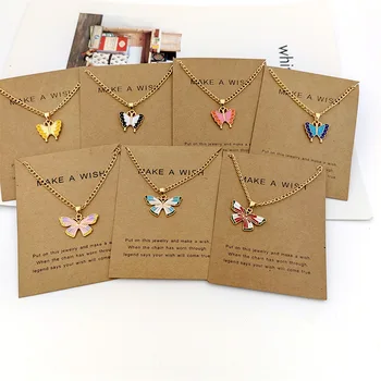 Moda Multicolor de la Mariposa Colgante de Collar de las Mujeres Boho de Goteo de Aceite Claviculares de la Cadena de Collares de la Joyería Accesorios
