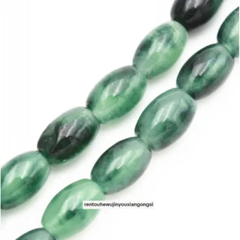 Natural 6x9mm Blanco Verde Maíz de piedras preciosas Perlas Esparcidas 15 Inch Strand AAA
