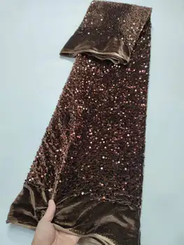 Oro Multicolor Africana de terciopelo Tela de Encaje 2023 de Alta Calidad Material de Encaje de Nigeria francés Lentejuelas Encaje de Tela Para el Vestido de Fiesta