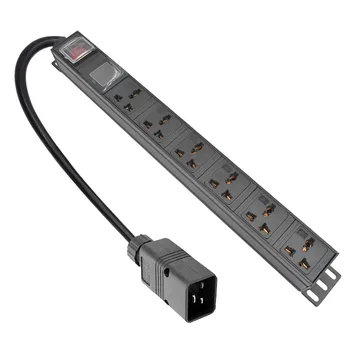 PDU regleta eléctrica de la red de gabinete de 16A/4000W 6AC 10A socket universal de 2 metros o 5 metros de cable de extensión Con el amperímetro de la pantalla