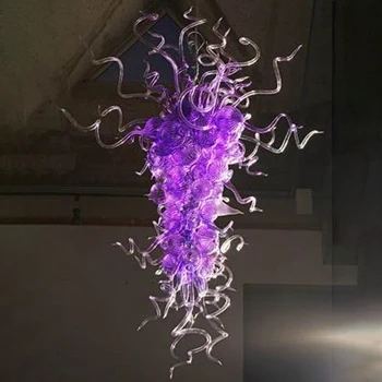 Púrpura De La Burbuja Colgante Lámparas De Arte En Vidrio Soplado A Mano Luces Dúplex Sala De Estar Luces