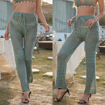 Sexy Lady Discoteca Ahuecado De Punto Pantalones Gancho Floral Pantalones De Playa De Arena Hawaii Surf Movimiento De Ocio De Baile De Los Clubes De Viajes 2023