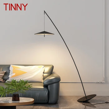 TINNY Black Nórdico de Pesca Lámpara de Piso de la Familia Moderna Sala de estar al Lado Del Sofá Creativo Decorativas LED de Pie de Luz