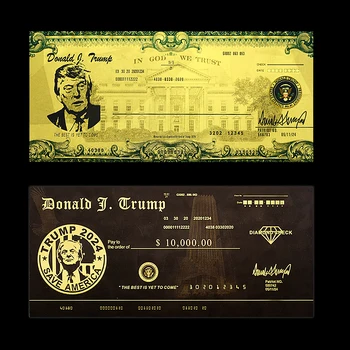 Trump 2024 Presidente de estados unidos de Oro de los Billetes de los Bonos de 10000 Dólares Diamante Estilo de la Firma de la Colección de la Tarjeta de la Decoración del Hogar