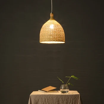 Willlustr de bambú colgante de la lámpara del comedor sala de estar de la cesta hall del hotel restaurante colgar iluminación de suspensión de luz hecho a mano de mimbre