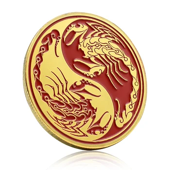 Yin Yang Escorpión Moneda De Oro De China De Tai Ji Medalla Conmemorativa De Coleccionables, La Decoración Del Hogar
